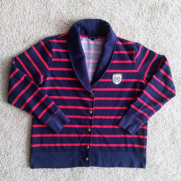 Tommy Hilfiger Tops - Tommy Hilfiger Women's Blue Red Striped Cardigan